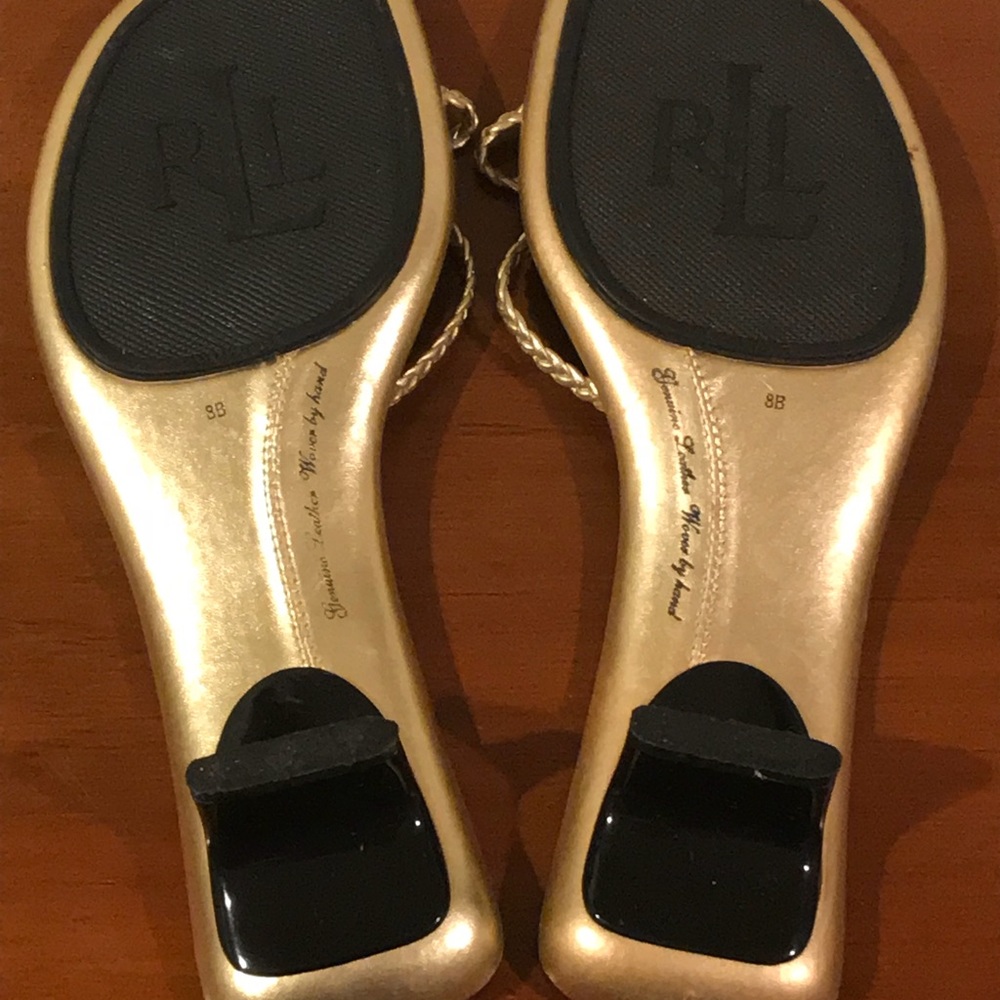 Lauren Ralph Lauren Womens 8 B Gold Heel Sandals - Picture 2 of 8